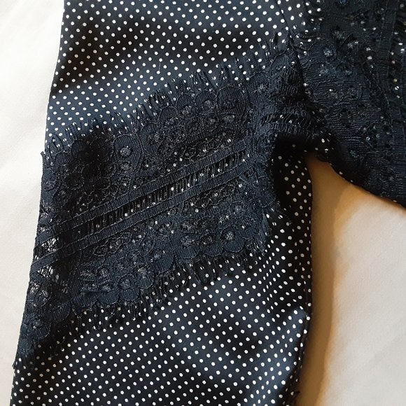ANN TAYLOR/ DOT BLOUSE/LACE INSERTS/SP - Picture 6 of 10